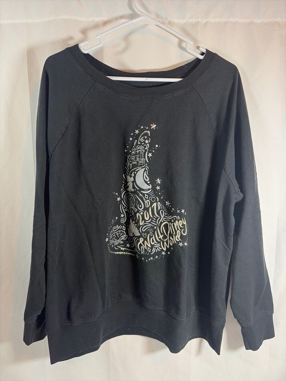 Walt Disney World 2017 Sorcerer Mickey Hat Sweatshirt Womens 1X Black Pullover